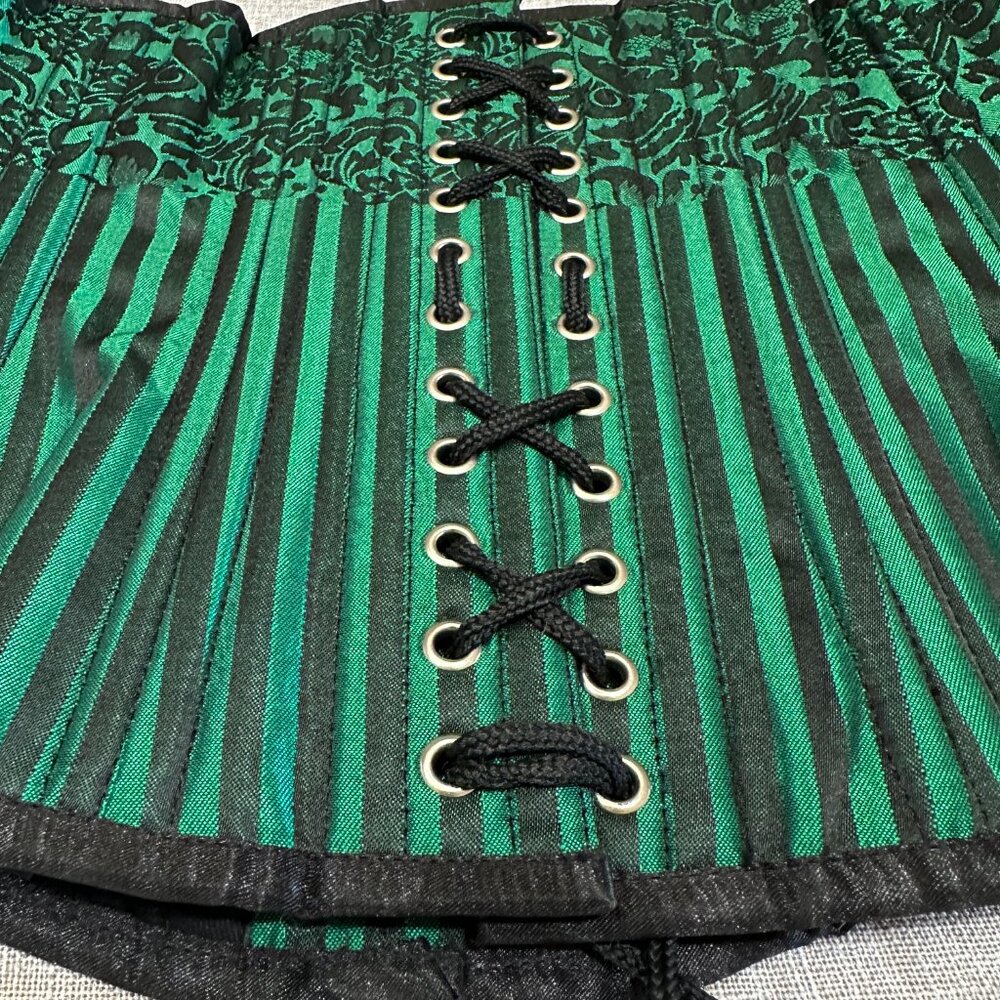 Floral Print | Green and Black | Steel Boned Corset | Corset Deal | 28